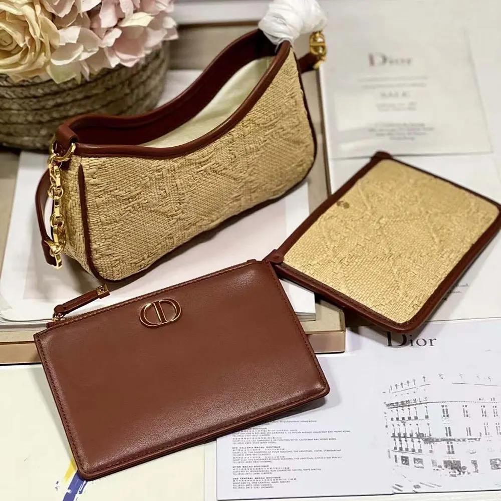 Side profile showing compact silhouette of Dior Women CD 30 Montaigne Hobo Avenue Mini Bag