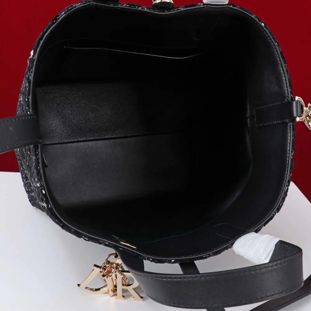 Dior Women Medium Dior Toujours Vertical Tote Bag Black Tweed with White Cannage Motif - image 9