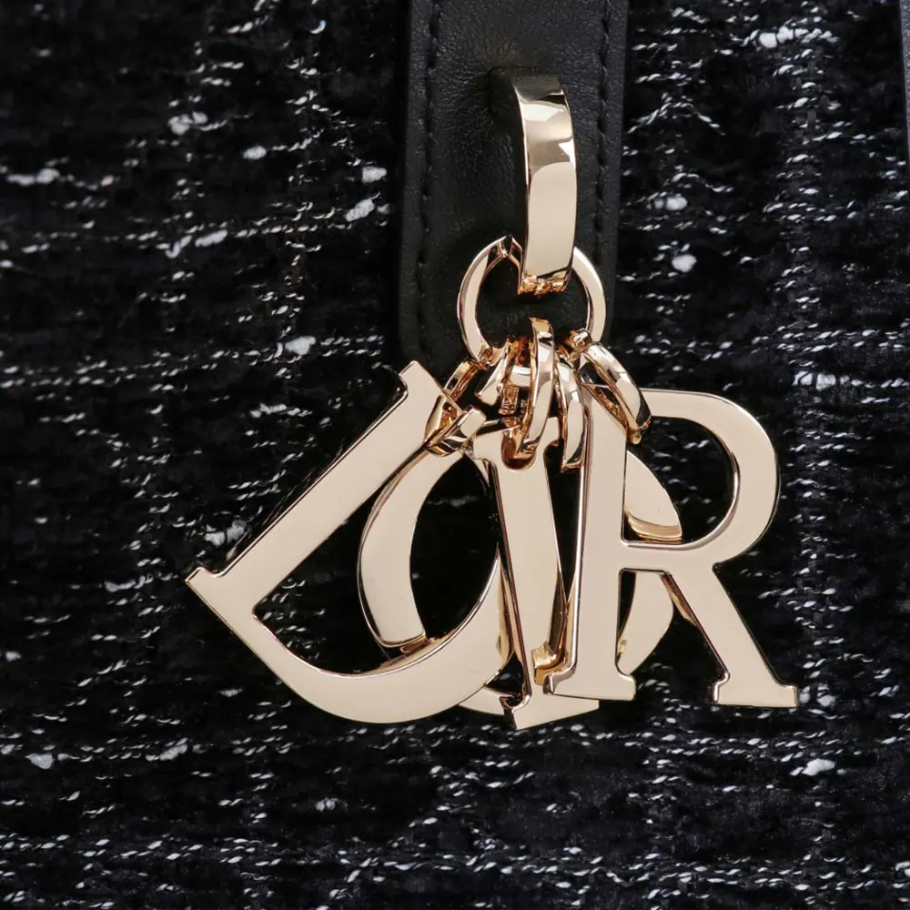 Dior Women Medium Dior Toujours Vertical Tote Bag Black Tweed with White Cannage Motif - image 8