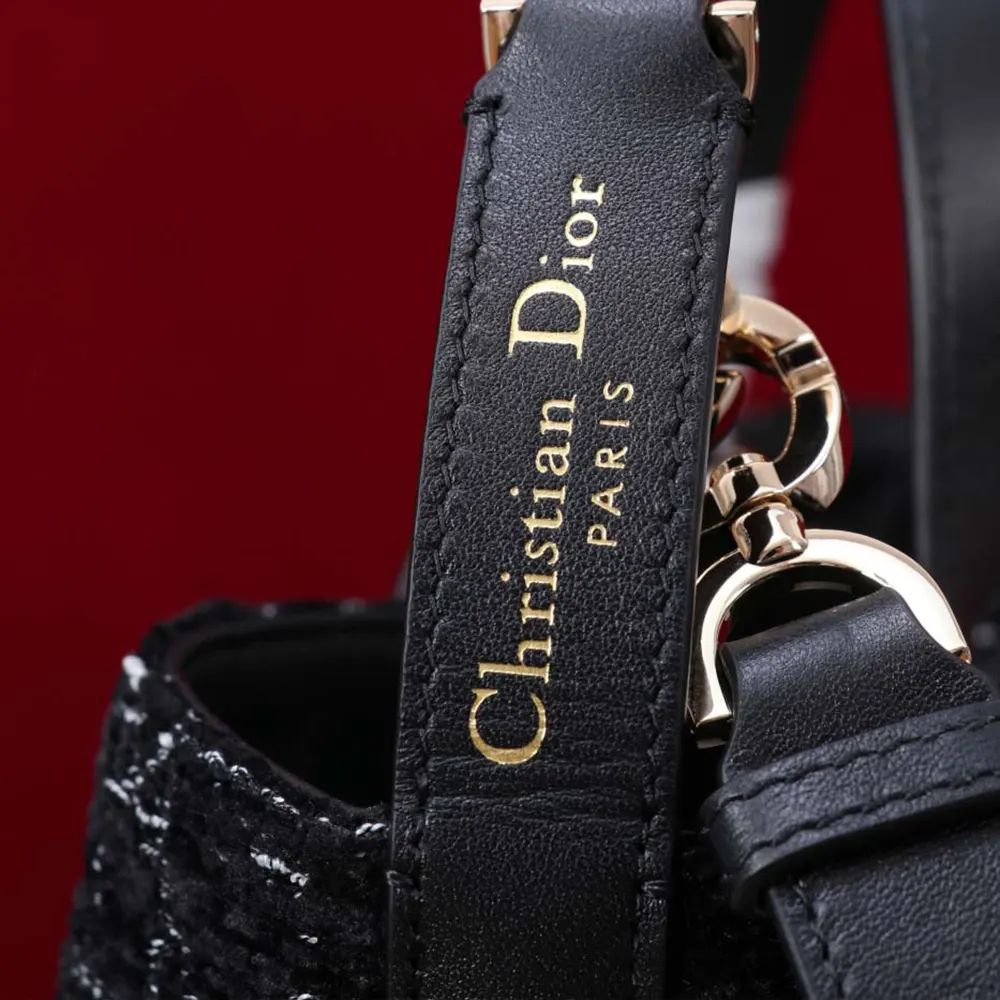 Dior Women Medium Dior Toujours Vertical Tote Bag Black Tweed with White Cannage Motif - image 7