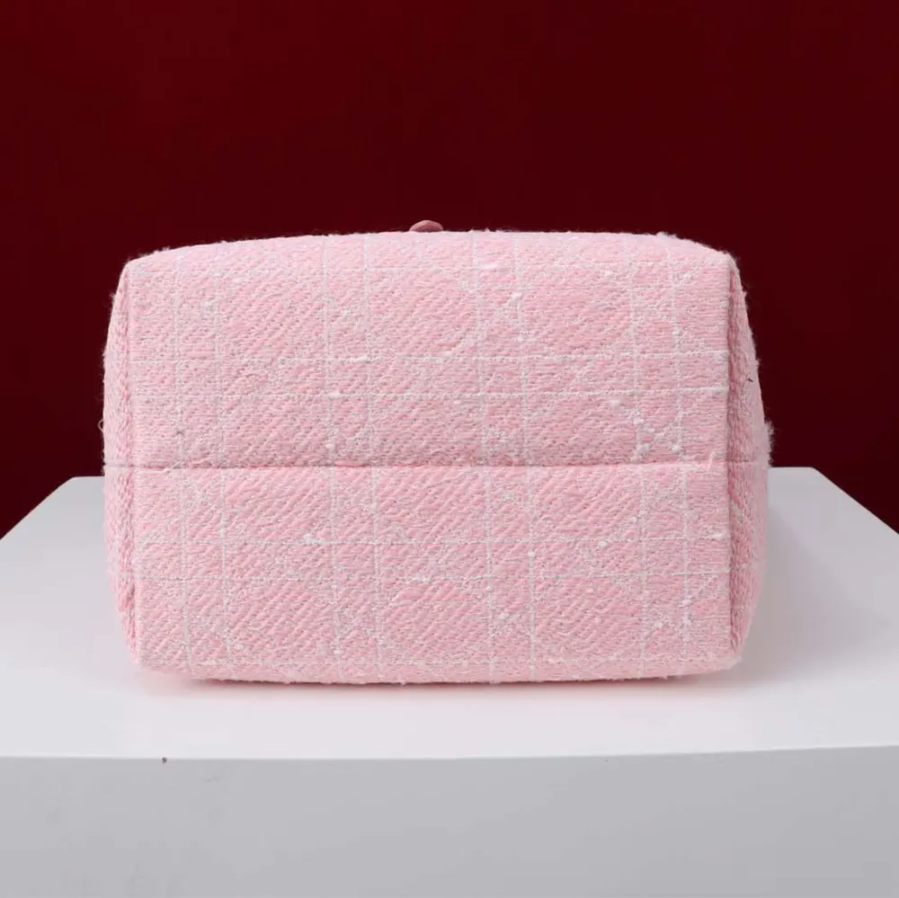 Dior Women Medium Dior Toujours Vertical Tote Bag Pink Tweed with White Cannage Motif - image 5