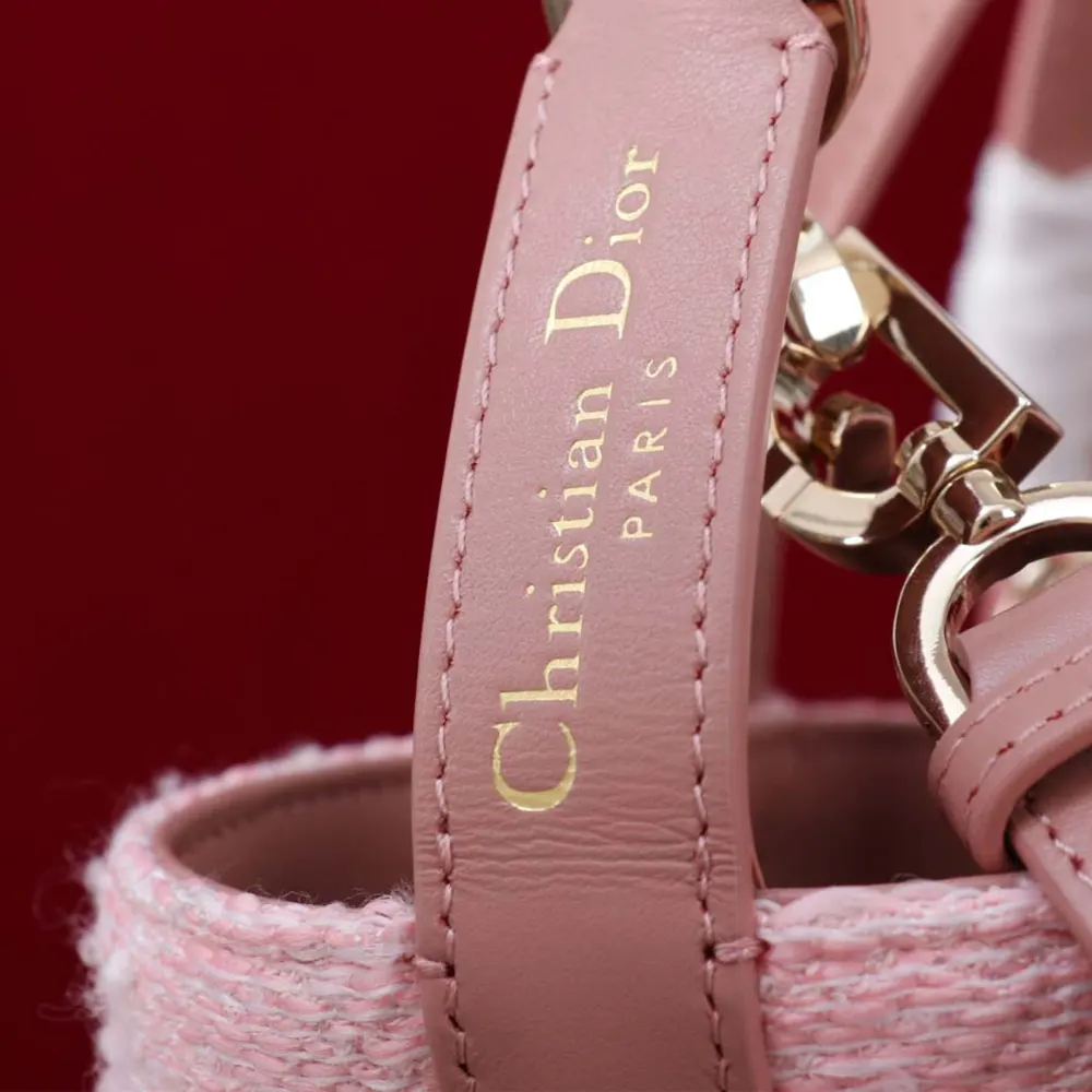 Dior Women Medium Dior Toujours Vertical Tote Bag Pink Tweed with White Cannage Motif - image 7