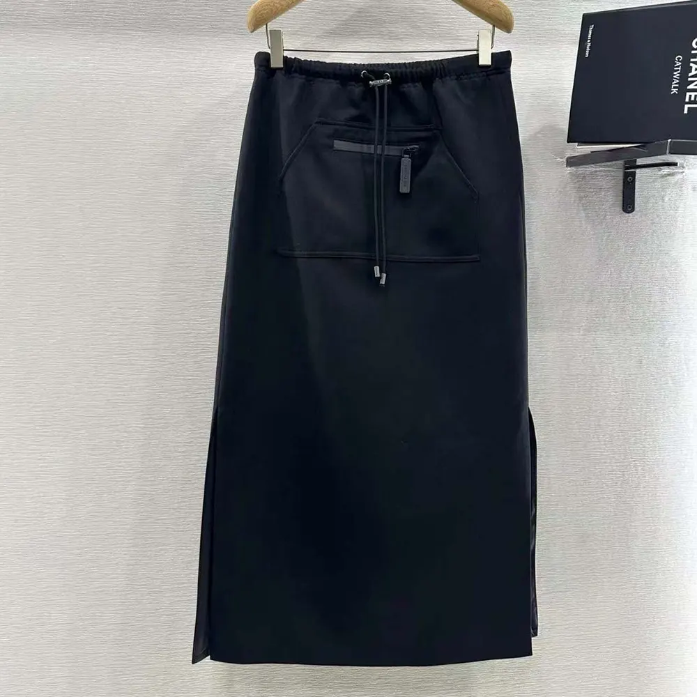 Close-up detail of black jacquard texture on Dior Women Mid-Length Straight Skirt