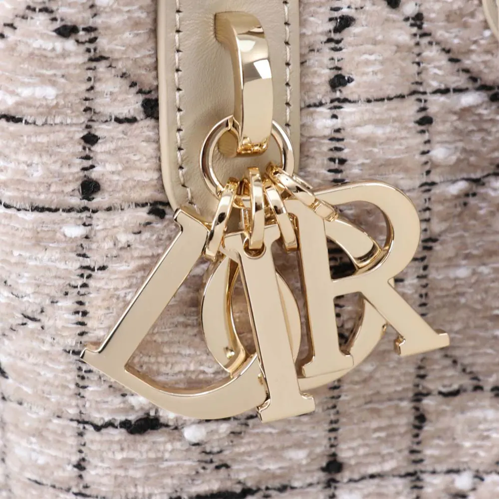Dior Women Small Dior Toujours Vertical Tote Bag Beige Tweed with Black Cannage Motif - image 6