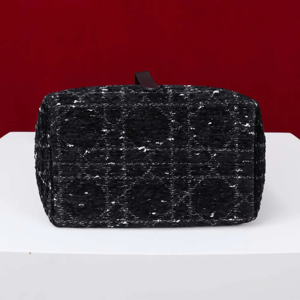 Dior Women Small Dior Toujours Vertical Tote Bag Black Tweed with White Cannage Motif - image 6