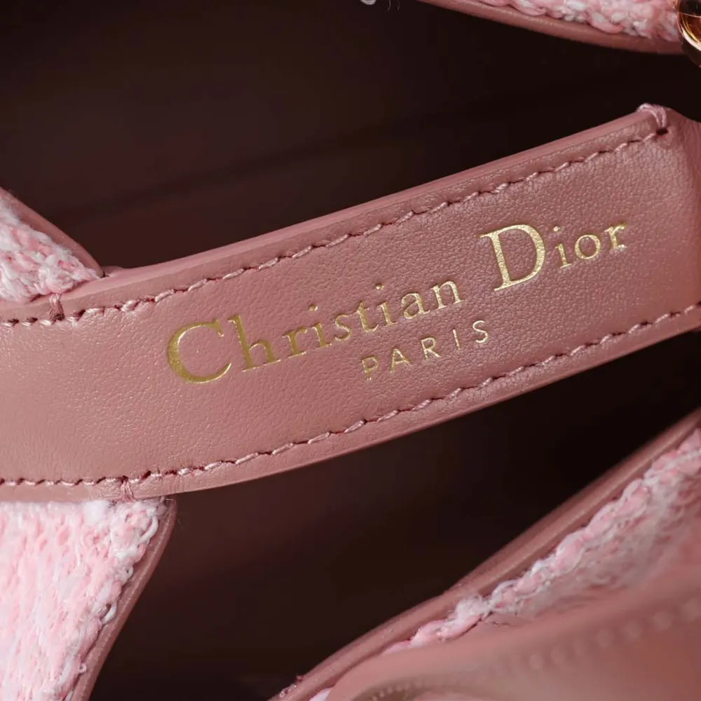 Dior Women Small Dior Toujours Vertical Tote Bag Pink Tweed with White Cannage Motif - image 9