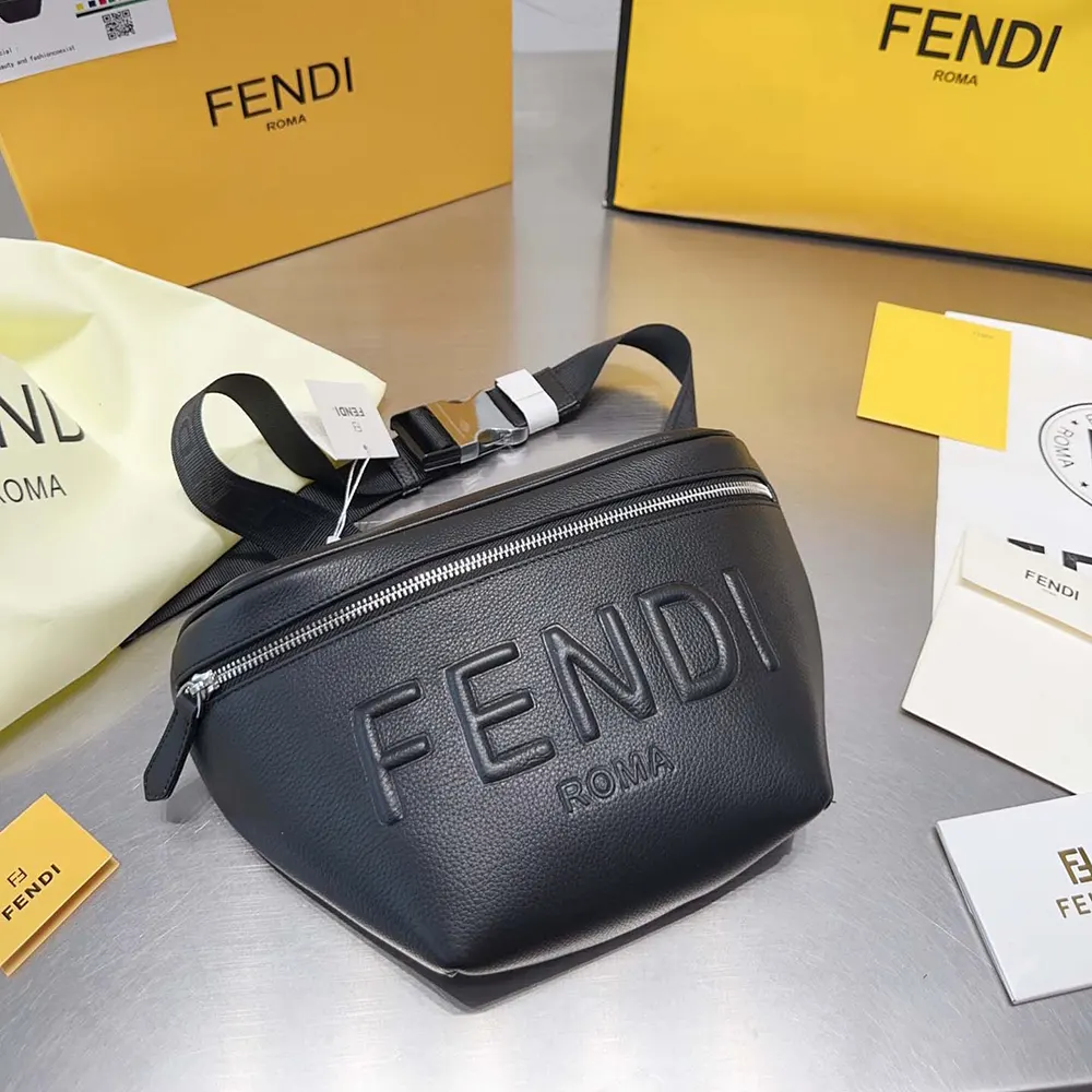 Close-up of gold-tone hardware on Fendi Men Diagonal Belt Bag