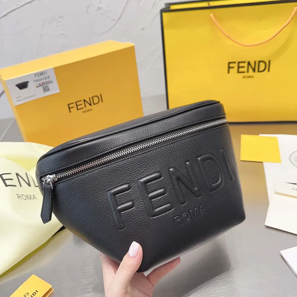 Side profile showing adjustable strap of Fendi Men Diagonal Belt Bag