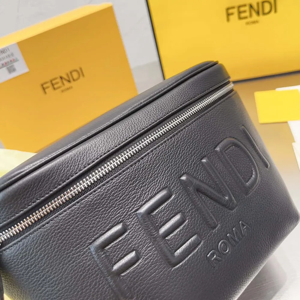 Fendi Men Diagonal Belt Bag Black Leather Belt Bag - image 7