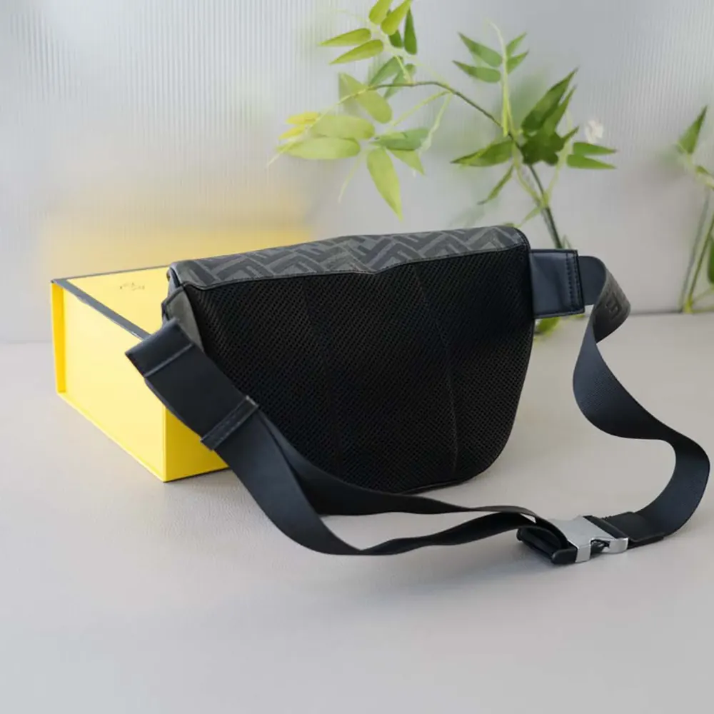 Fendi Men Diagonal Belt Bag Gray Fabric Belt Bag-Yellow - image 6