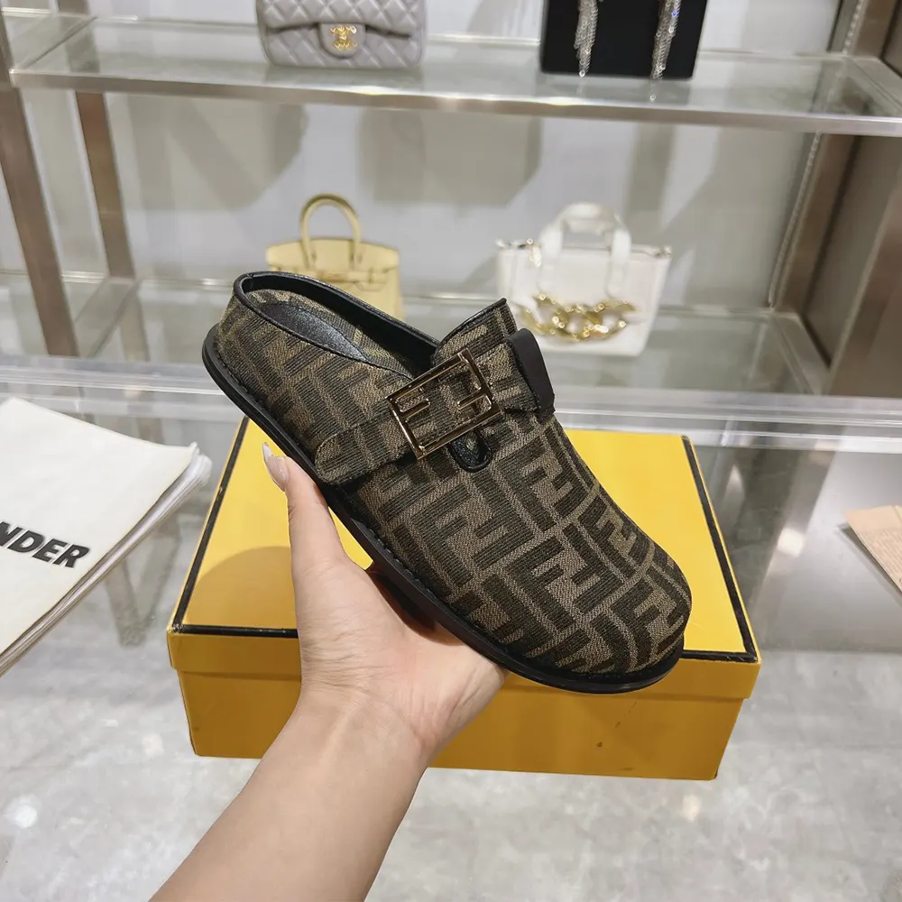 Fendi Unisex Feel Brown Fabric Sabots - image 7