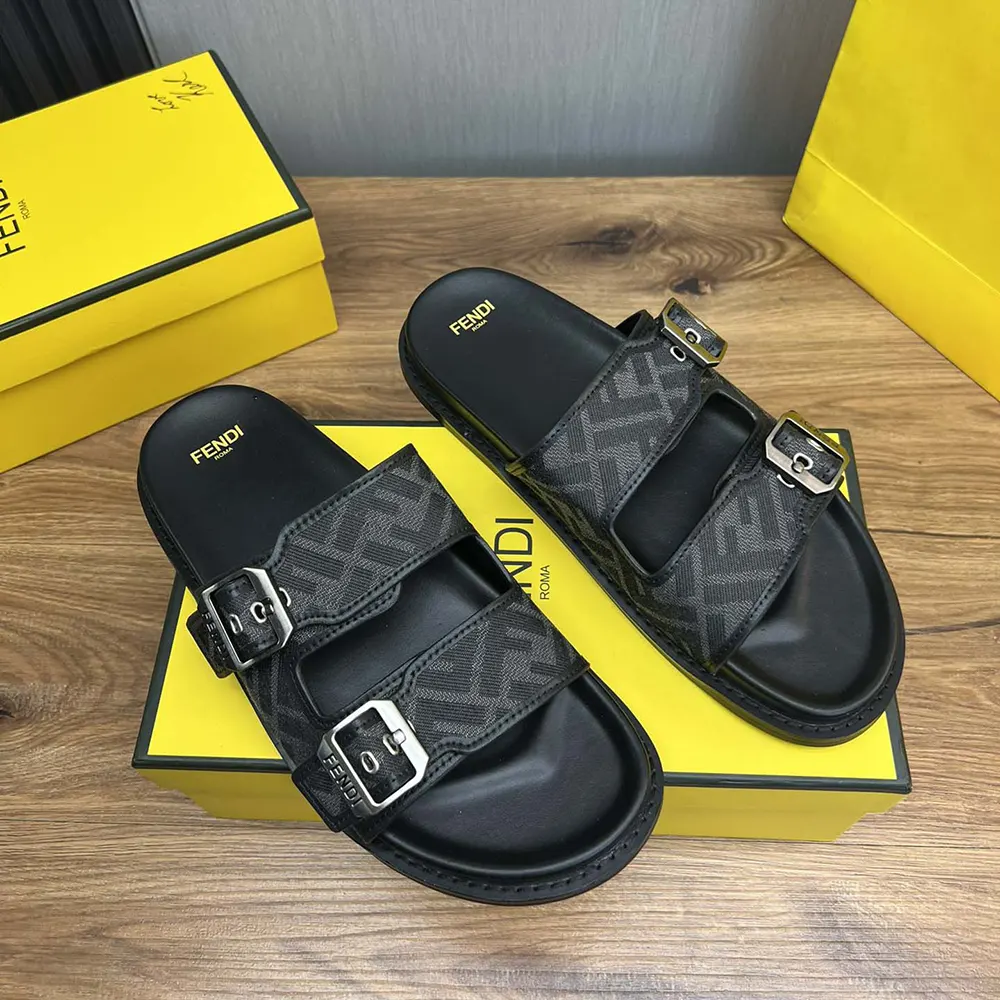 Top down view showing cushioned footbed of Fendi Unisex Feel Sandals