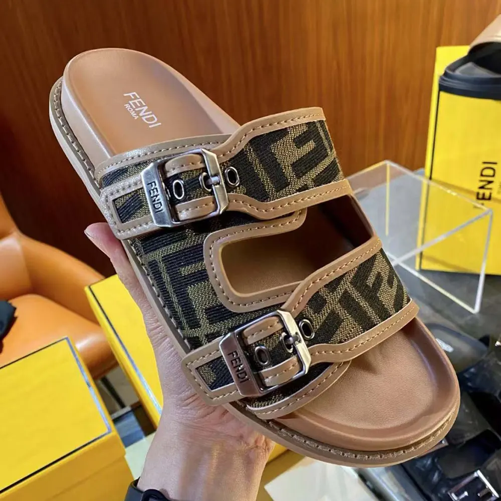 Fendi Unisex Feel Sandals FF Jacquard Fabric Sandals - image 4