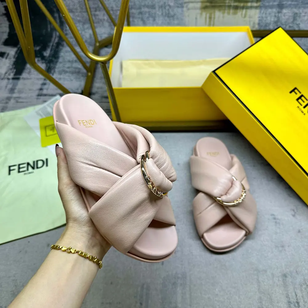 Fendi Women Feel Pink Leather Slides - image 6
