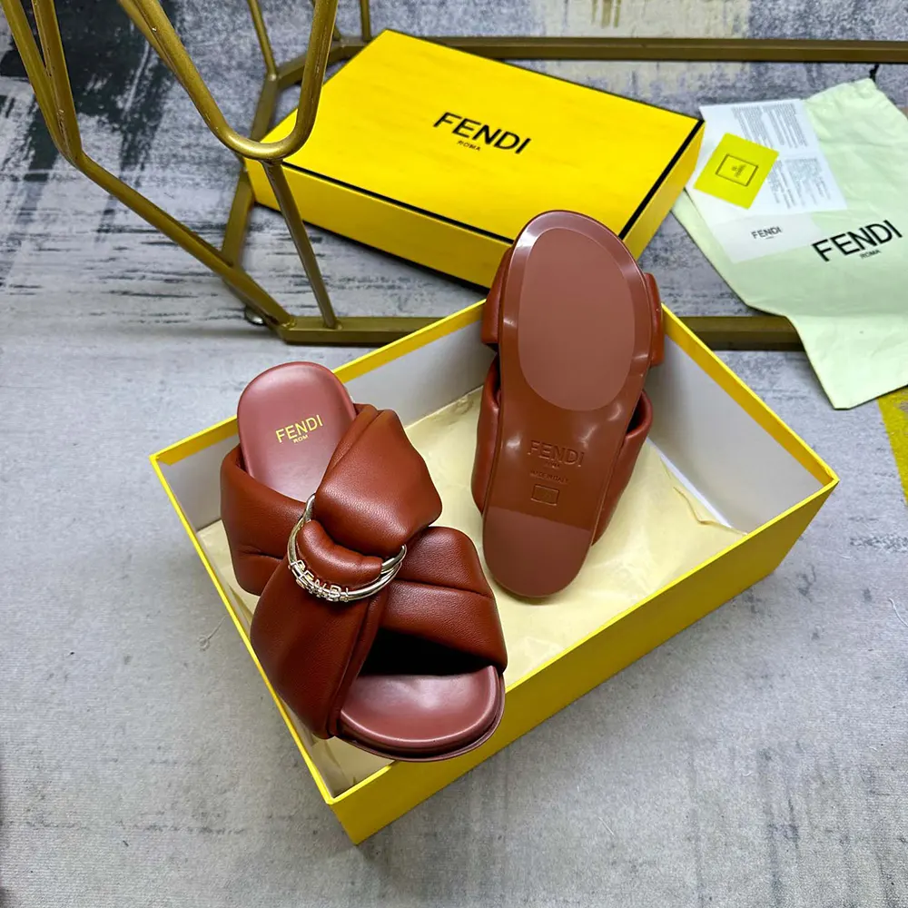 Top angle showing open-toe design of Fendi Women Feel Sienna Slides