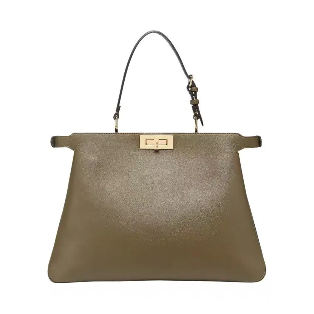 Front view of Fendi Women Peekaboo Soft Medium Green Leather Bag