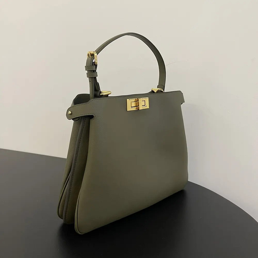 Fendi Women Peekaboo Soft Medium Green Leather Bag - image 4