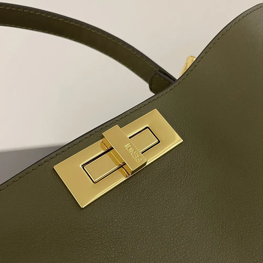 Fendi Women Peekaboo Soft Medium Green Leather Bag - image 7