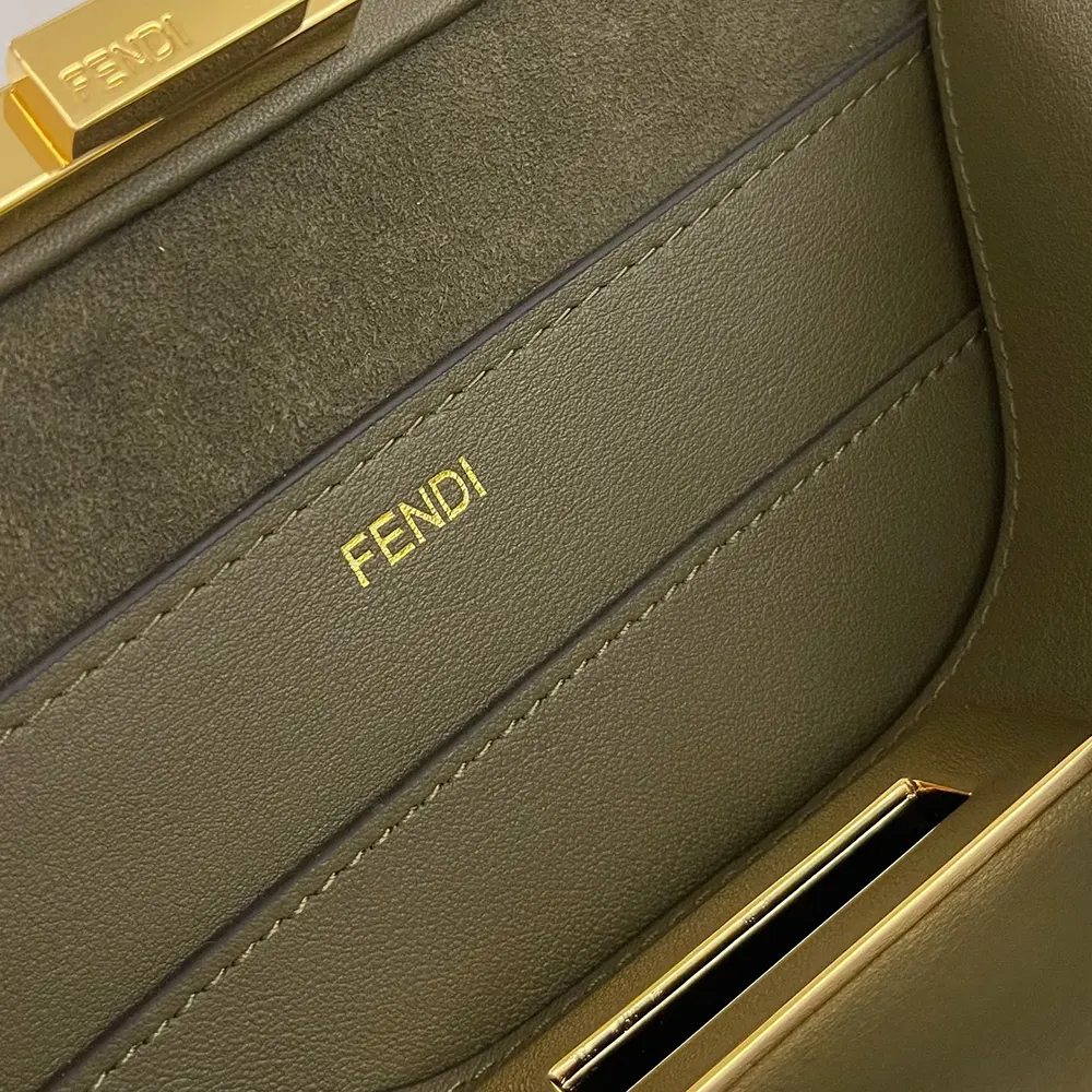 Fendi Women Peekaboo Soft Medium Green Leather Bag - image 10