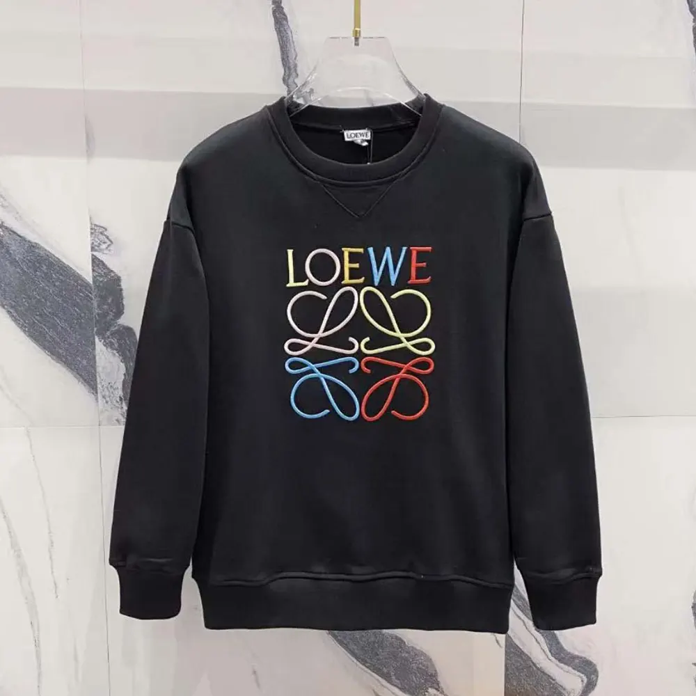 Close-up detail of red Anagram embroidery on Loewe Men Anagram Regular Fit Sweatshirt