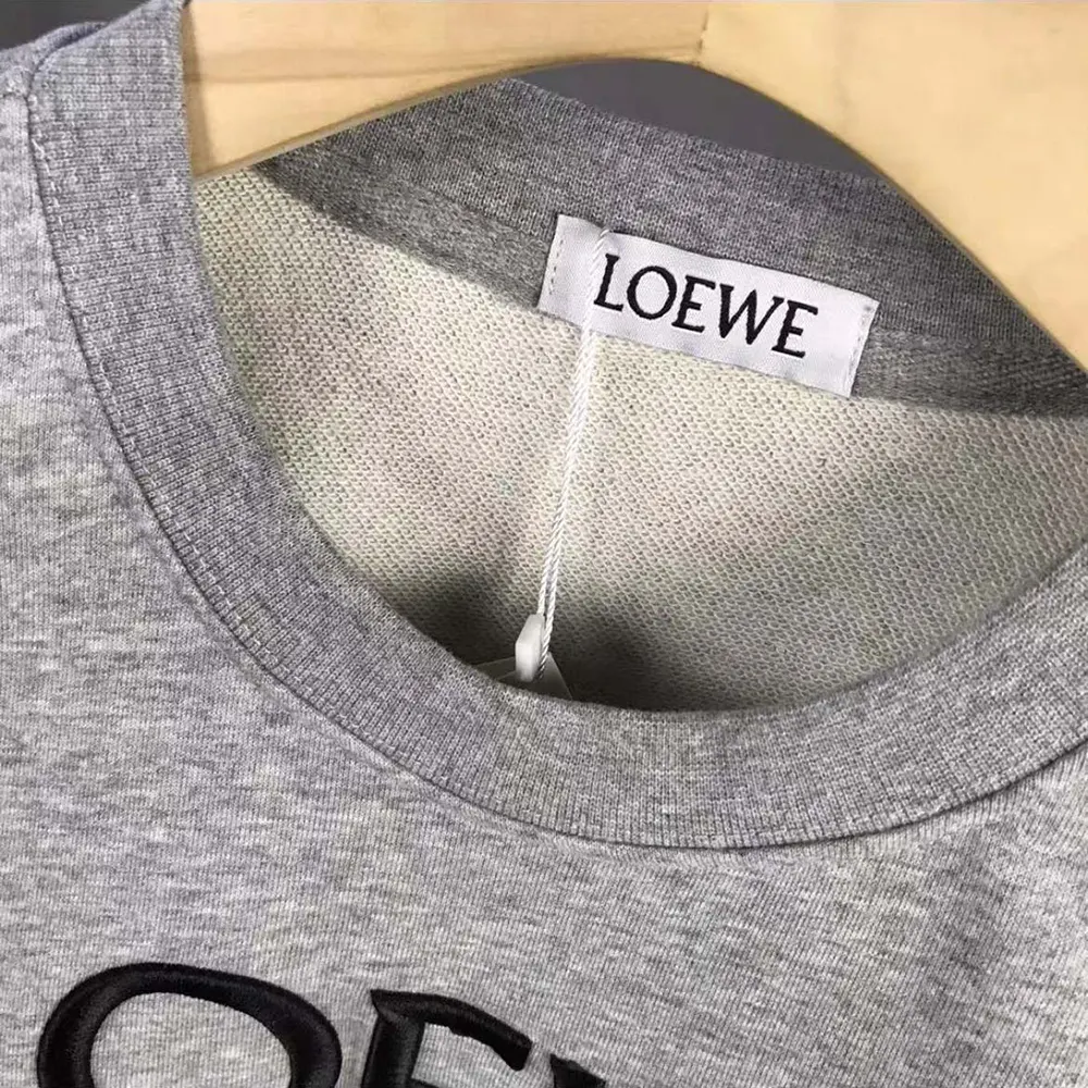 Loewe Men Anagram Regular Fit Sweatshirt in Cotton-Gray/Yellow - image 5
