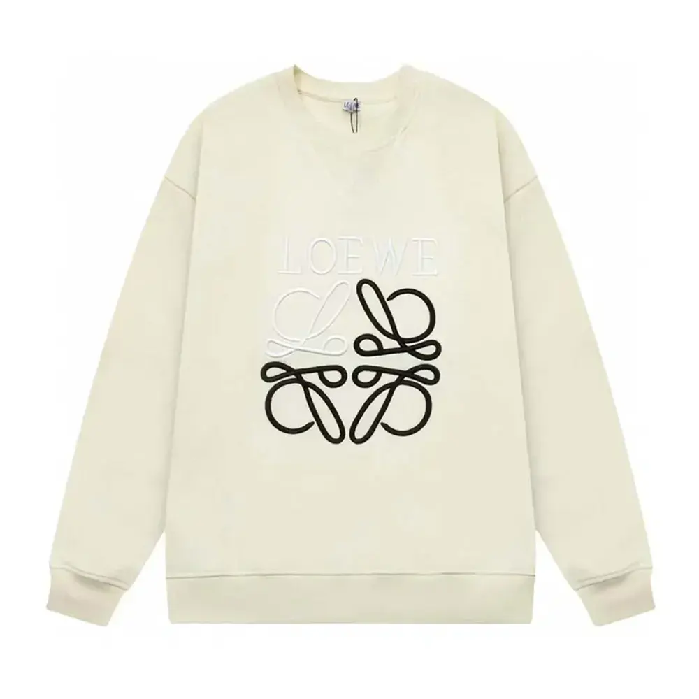 Front view of Loewe Men Anagram Regular Fit Sweatshirt in Cotton-White/Black
