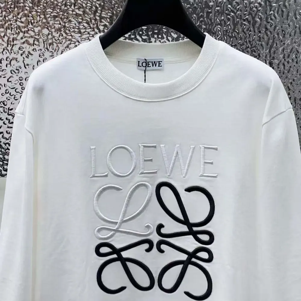 Loewe Men Anagram Regular Fit Sweatshirt in Cotton-White/Black - image 5