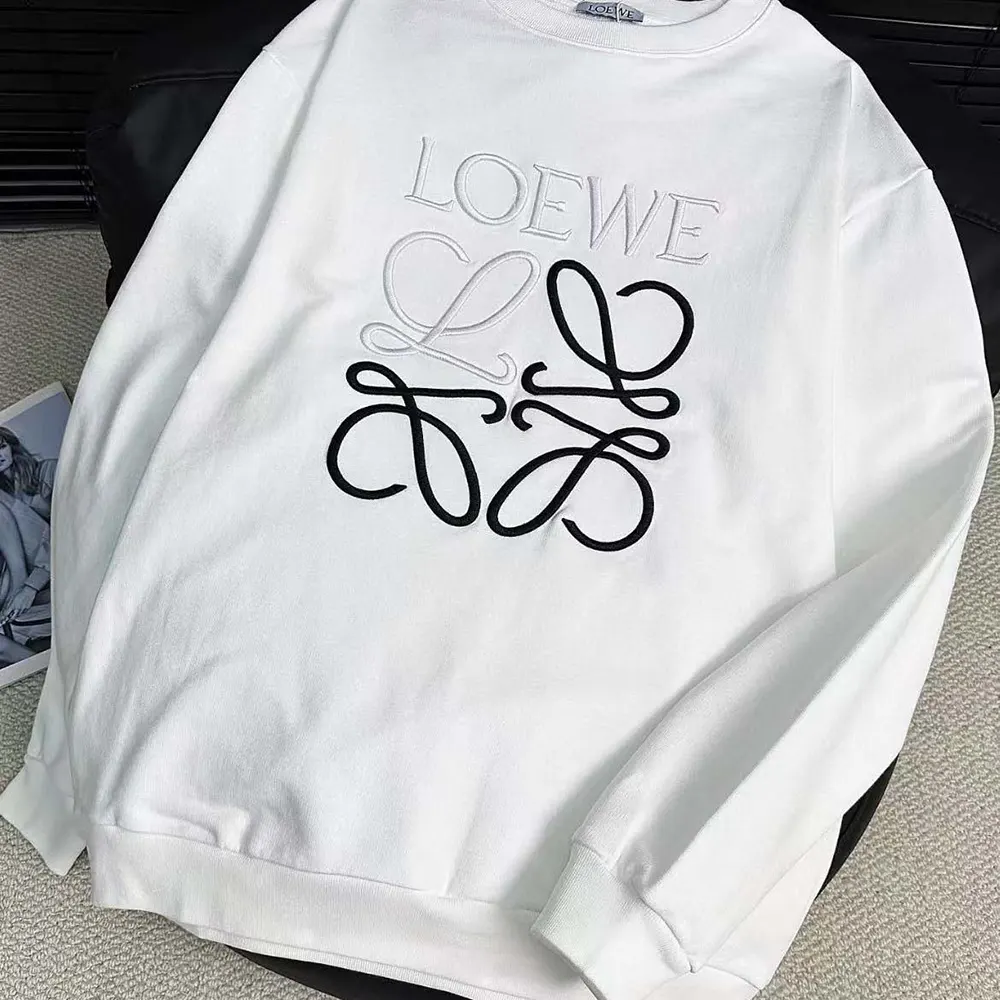 Loewe Men Anagram Regular Fit Sweatshirt in Cotton-White/Black - image 4