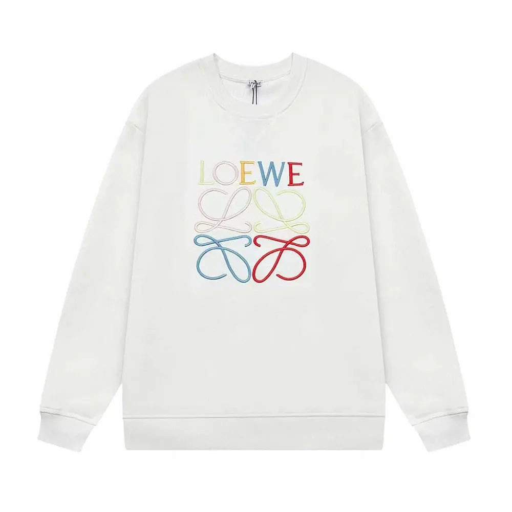 Front view of Loewe Men Anagram Regular Fit Sweatshirt in white with red logo