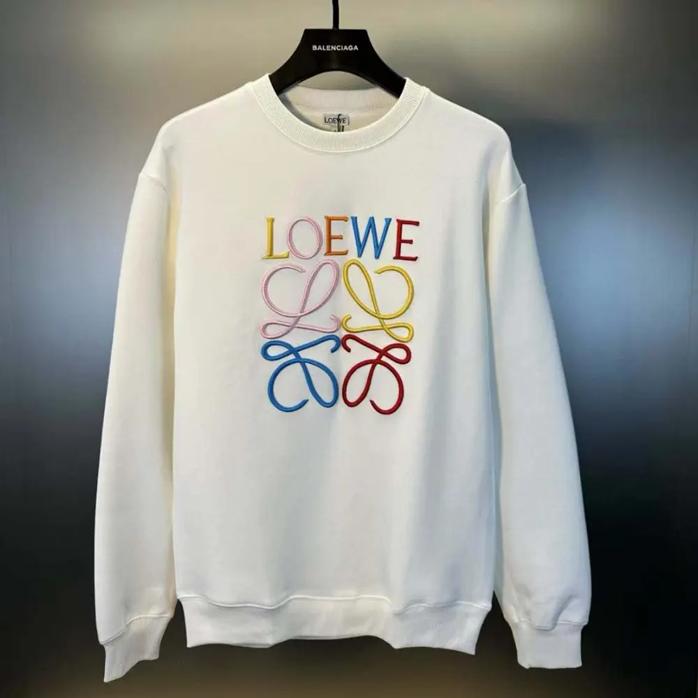 Close-up of embroidered red Anagram detail on Loewe Men Anagram Sweatshirt