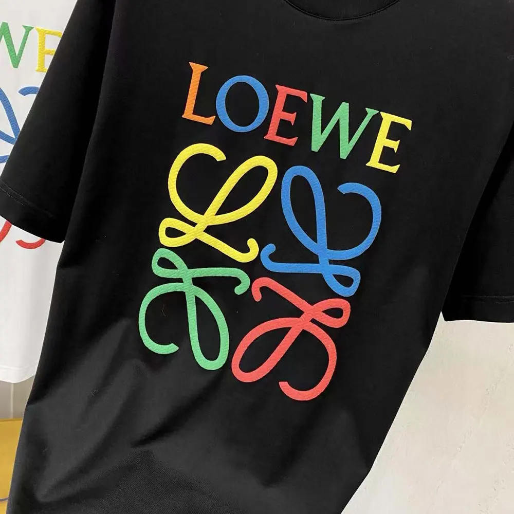 Loewe Men Glitch Anagram T-shirt in Cotton-Black/Red - image 5