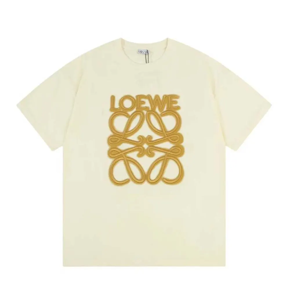 Front view of Loewe Men LOEWE Neon T-shirt in Cotton-White/Gold
