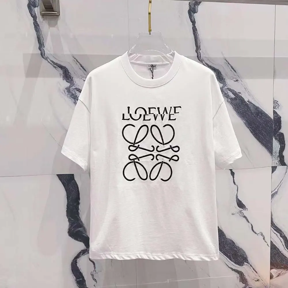 Front view of Loewe Men Loose Fit T-shirt in Cotton-White/Black
