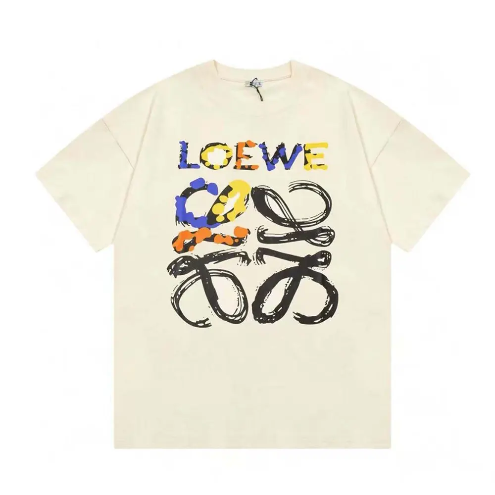 Front view of Loewe Men Loose Fit T-shirt in Cotton-White/Black
