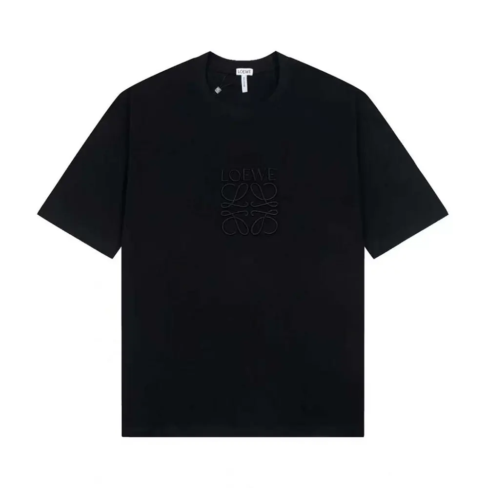 Front view of Loewe Men Oversize Fit T-shirt in Cotton-Black