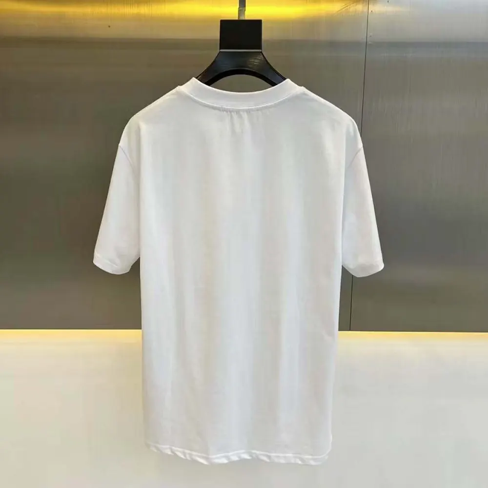 Side angle showing drape of Loewe Men Oversize fit T-shirt in Cotton-White