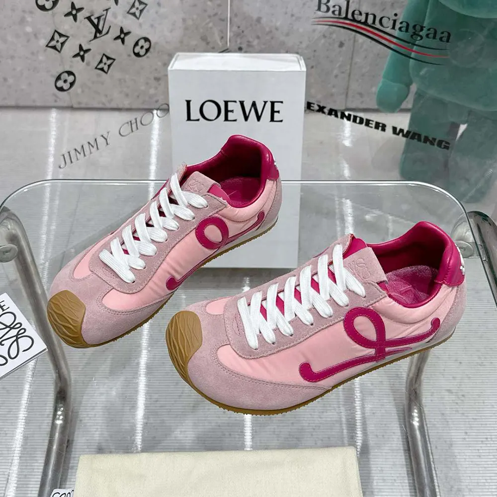Top view showing tonal laces and embossed logo on Loewe Ballet Runner 2.0