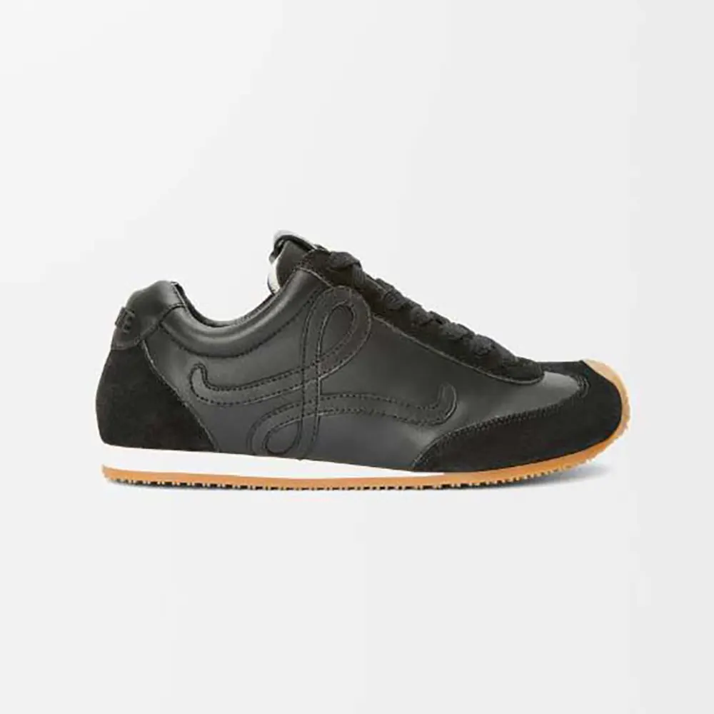 Side profile of Loewe Unisex Ballet Runner 2.0 in soft black calfskin