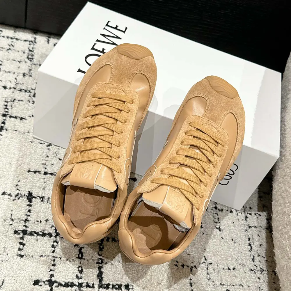 Top-down view highlighting soft calfskin texture on Loewe Unisex Ballet Runner 2.0