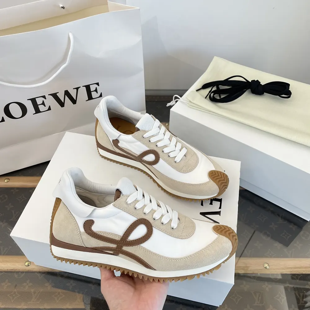 Loewe Unisex Flow Runner in Nylon and Suede-Chocolate - image 9