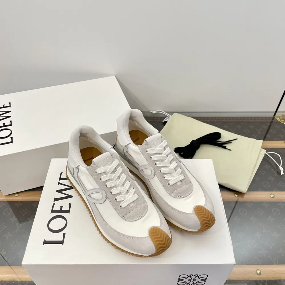 Side profile showing nylon and suede details on Loewe Flow Runner
