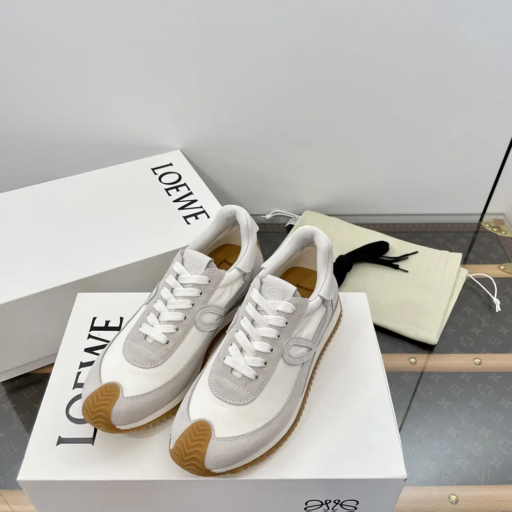 Loewe Unisex Flow Runner in Nylon and Suede-White - image 4