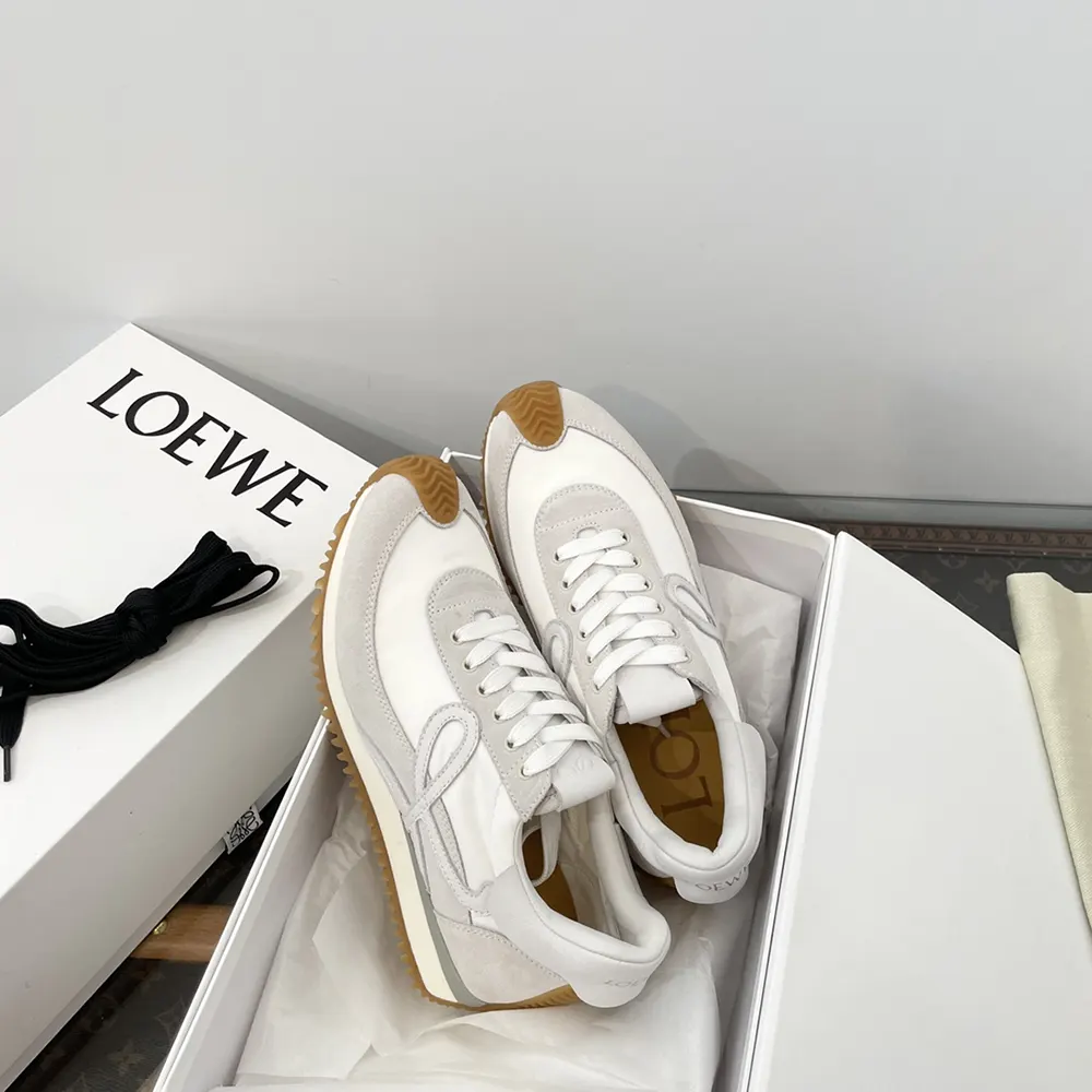 Loewe Unisex Flow Runner in Nylon and Suede-White - image 8