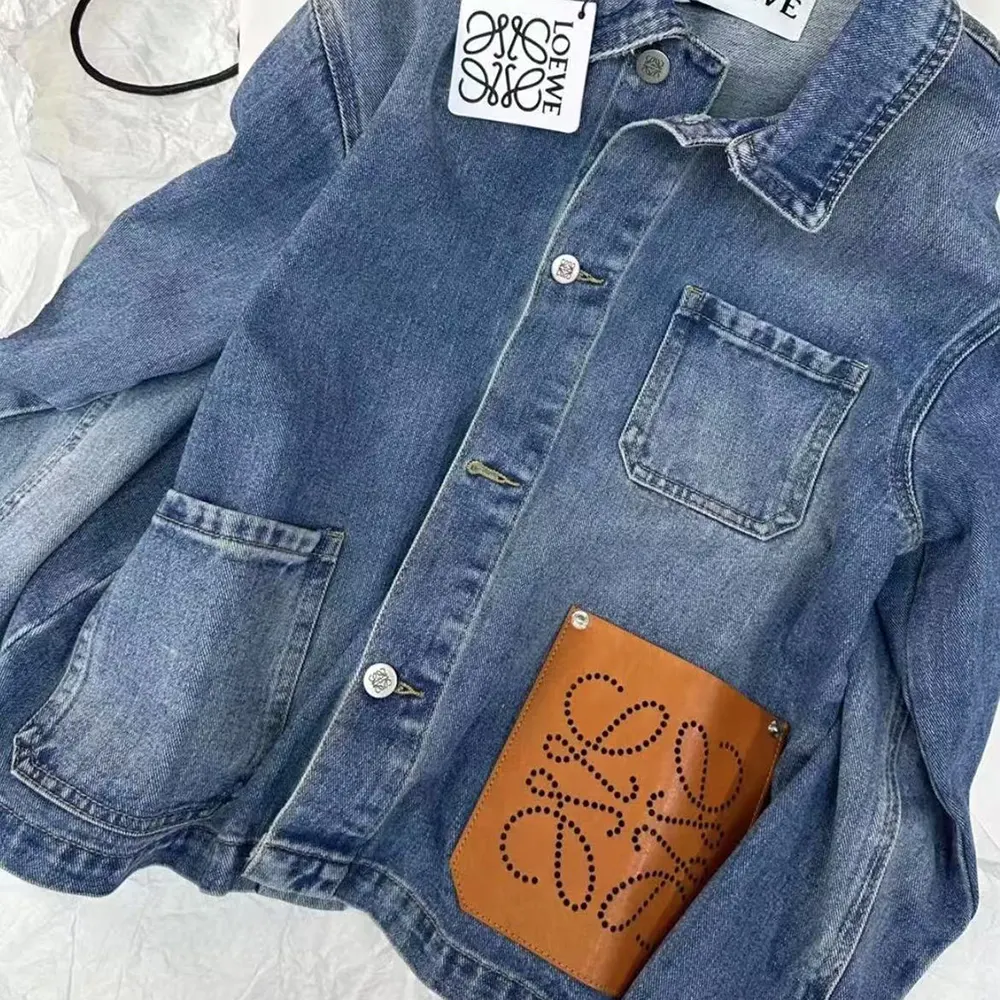 Loewe Women Anagram Short Jacket in Denim-Navy - image 4