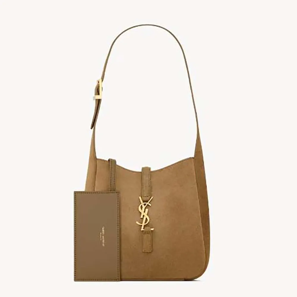 Front view of Saint Laurent YSL Women Le 5 à 7 Supple Baby in brown suede