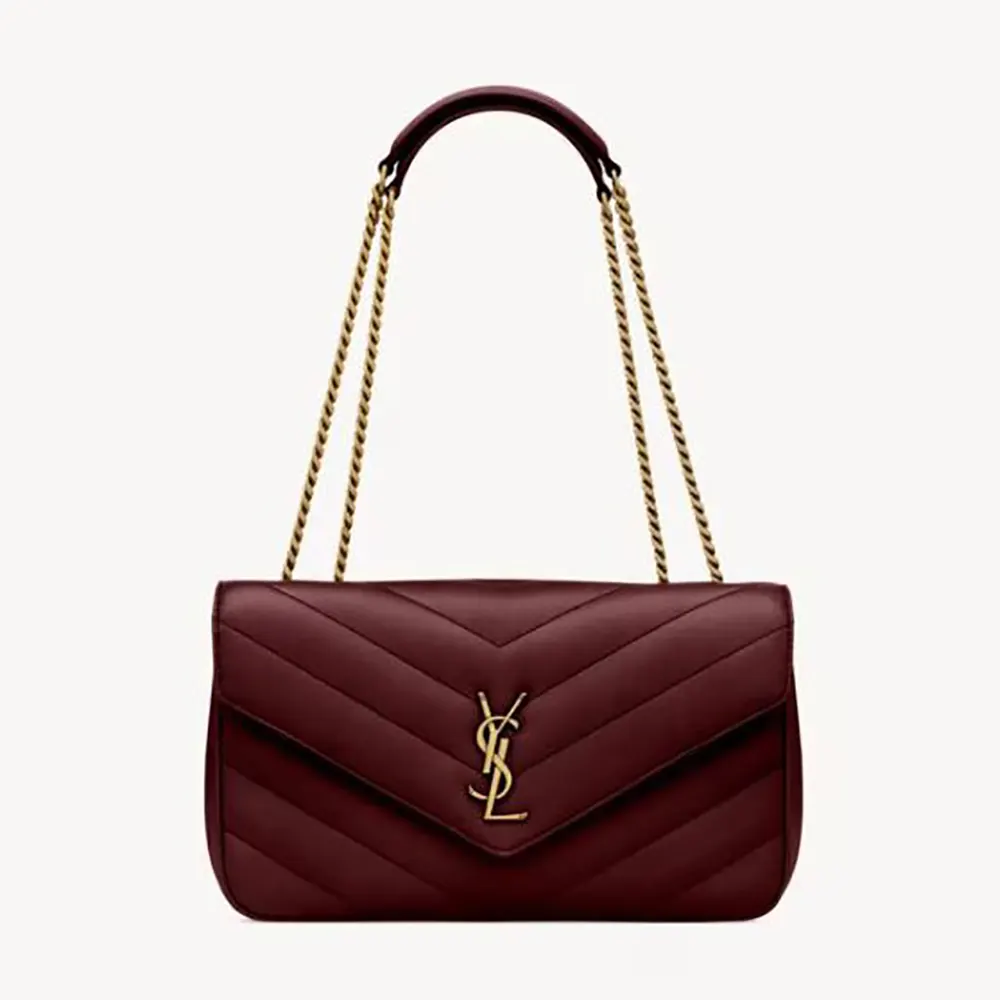 Saint Laurent YSL Women Loulou Medium in Matelasse Lambskin-Bordeaux