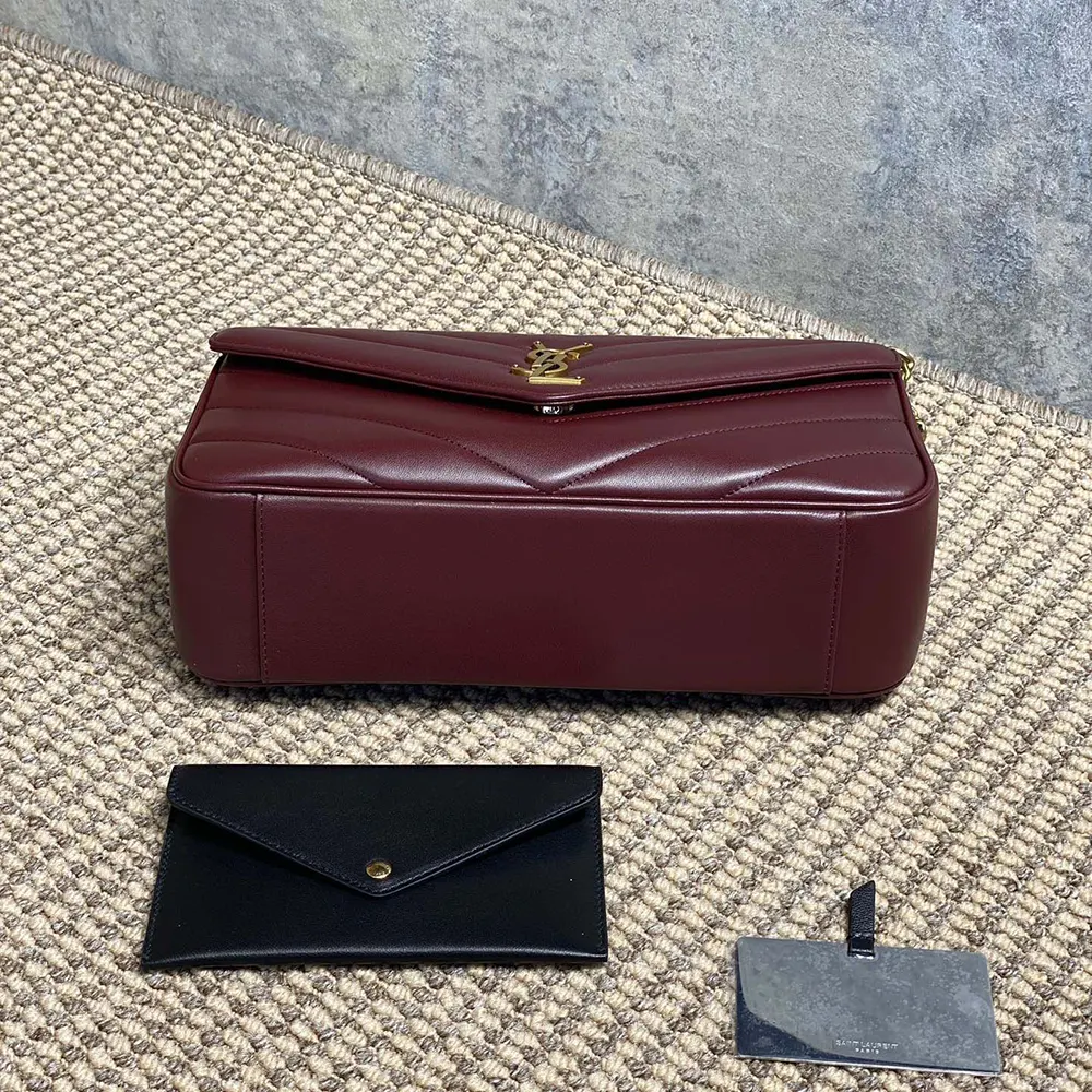 Saint Laurent YSL Women Loulou Medium in Matelasse Lambskin-Bordeaux - image 4