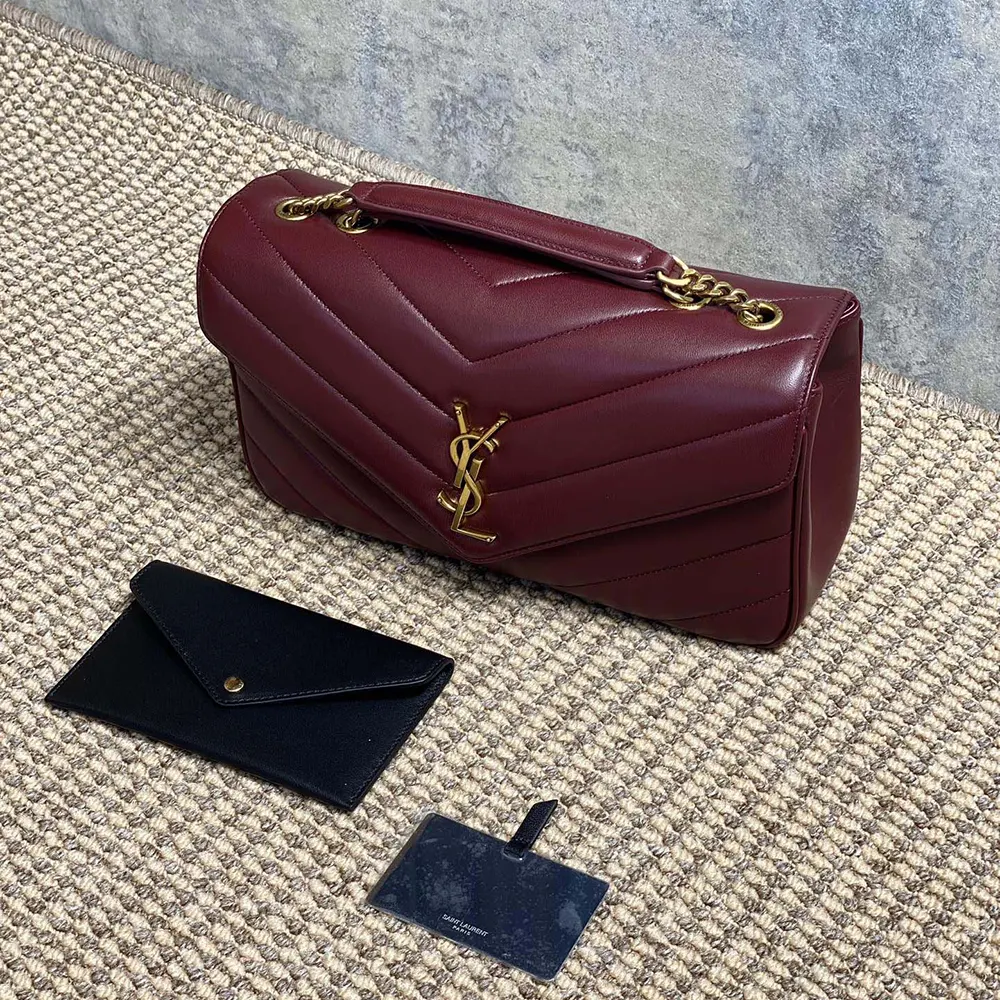 Saint Laurent YSL Women Loulou Medium in Matelasse Lambskin-Bordeaux - image 5