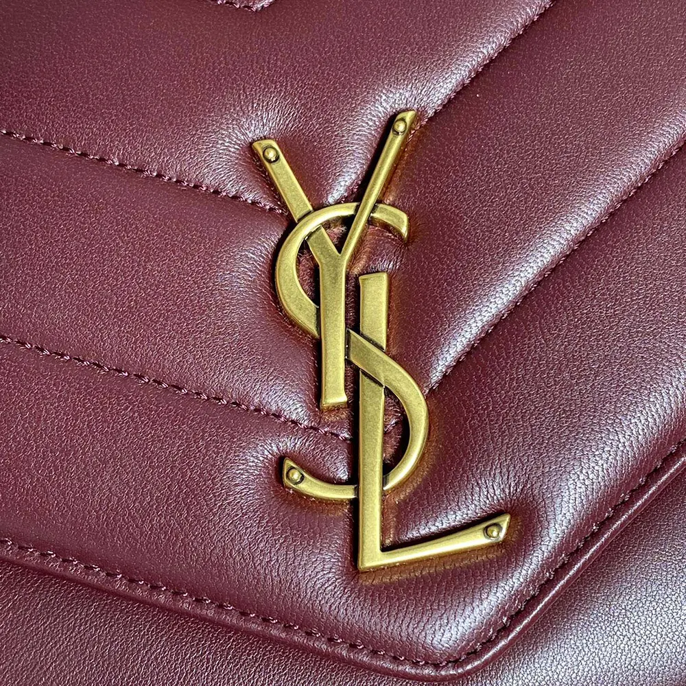Saint Laurent YSL Women Loulou Medium in Matelasse Lambskin-Bordeaux - image 8