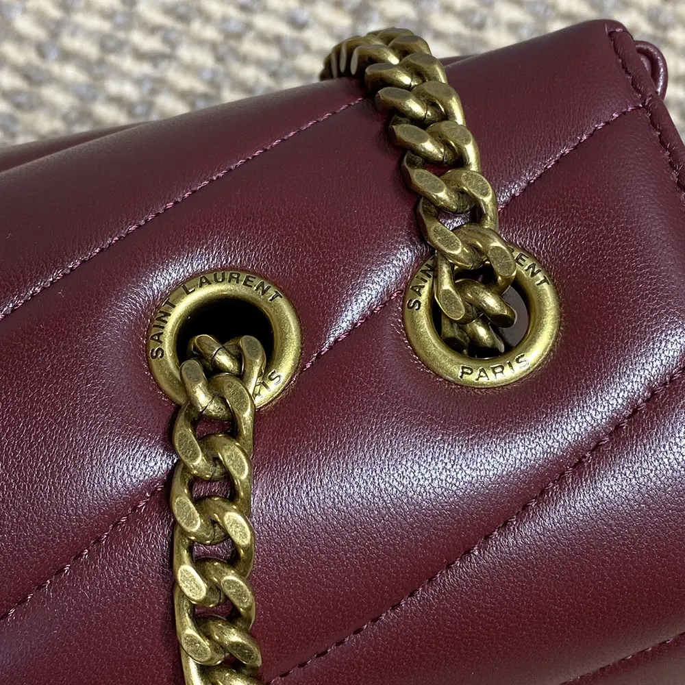 Saint Laurent YSL Women Loulou Medium in Matelasse Lambskin-Bordeaux - image 7